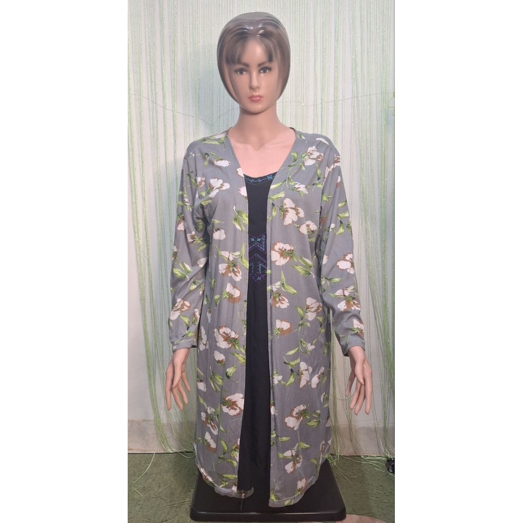 outer wanita cardigan motif bunga lengan panjang