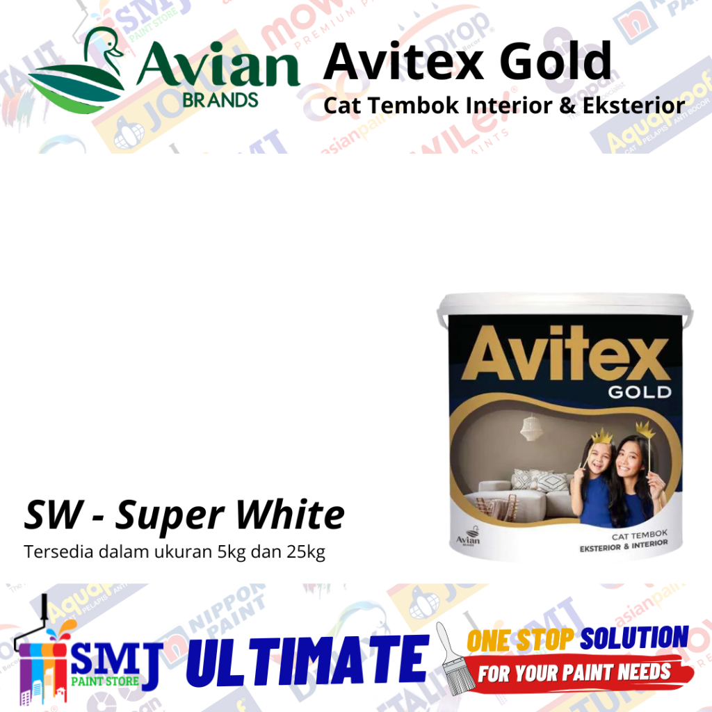 Cat Tembok Interior Super White Putih Avitex Gold Avian 25kg