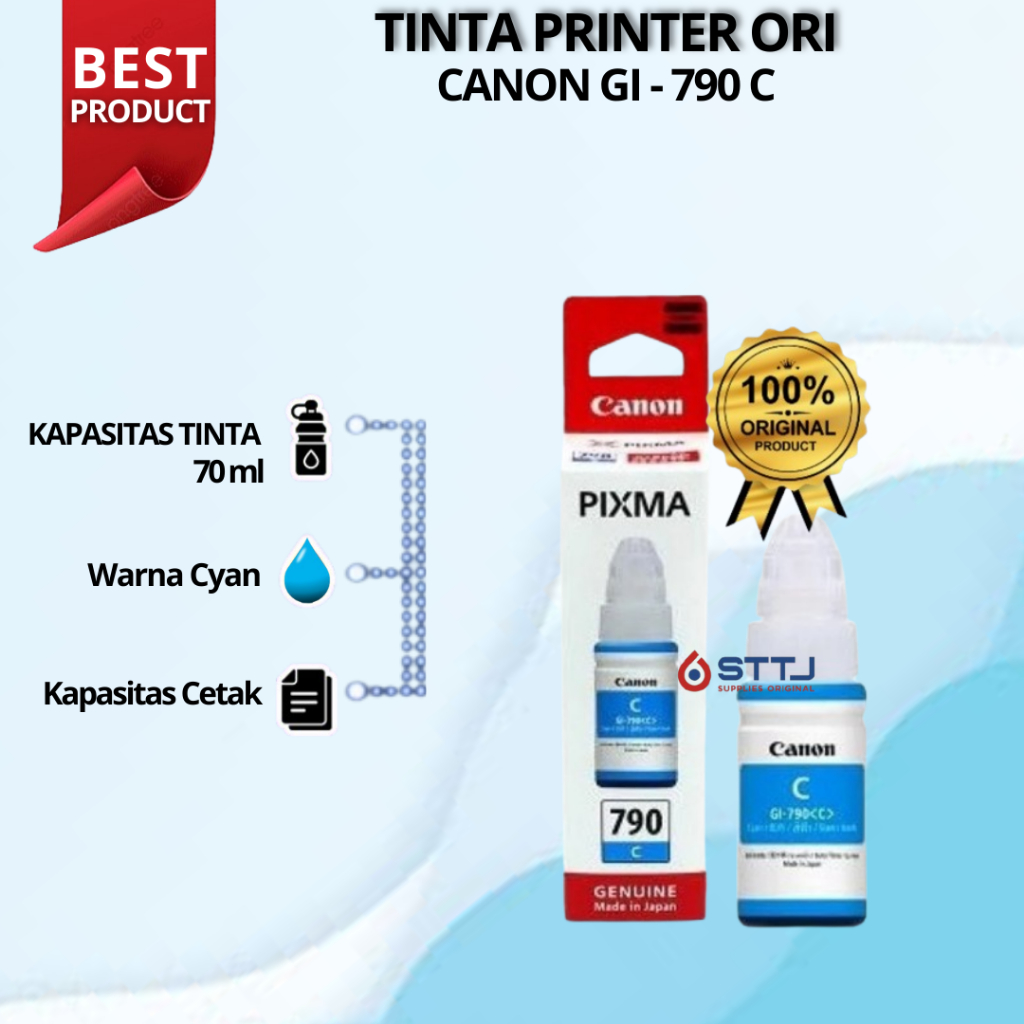 Tinta Original Canon 790 Cyan GI790C - Tinta Canon G1010 G2010 G3010 G4010