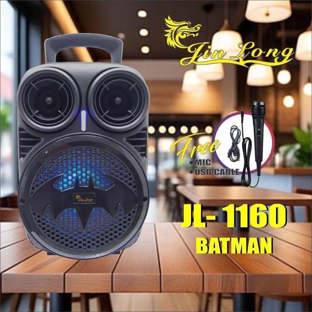 SPEAKER JINLONG JIN LONG JL1160 JL 1160 BATMAN TROLLEY TROLI PORTABLE ADA PEGANGAN HANDLE RECHARGEAB