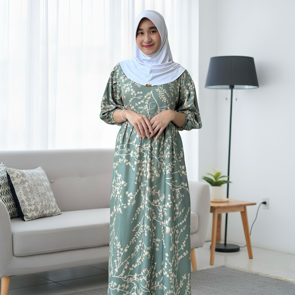 Daster Lengan 3/4 Balon Rayon Premium LD 110 Busui Friendly | Homedress Wanita Daster 7/8 Lengan Bal