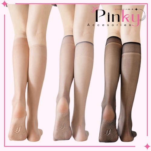 PINKY KK708 Kaos Kaki Stocking Anti Licin Jempol Selutut Kaos Kaki Wanita Panjang Selutut Warna Kuli