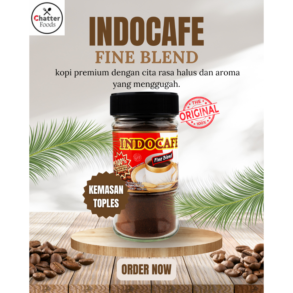 Kopi Indocafe ORIGINAL / Indocafe Fine Blend Jar 100gr / Kopi Hitam Fine Blend Jar