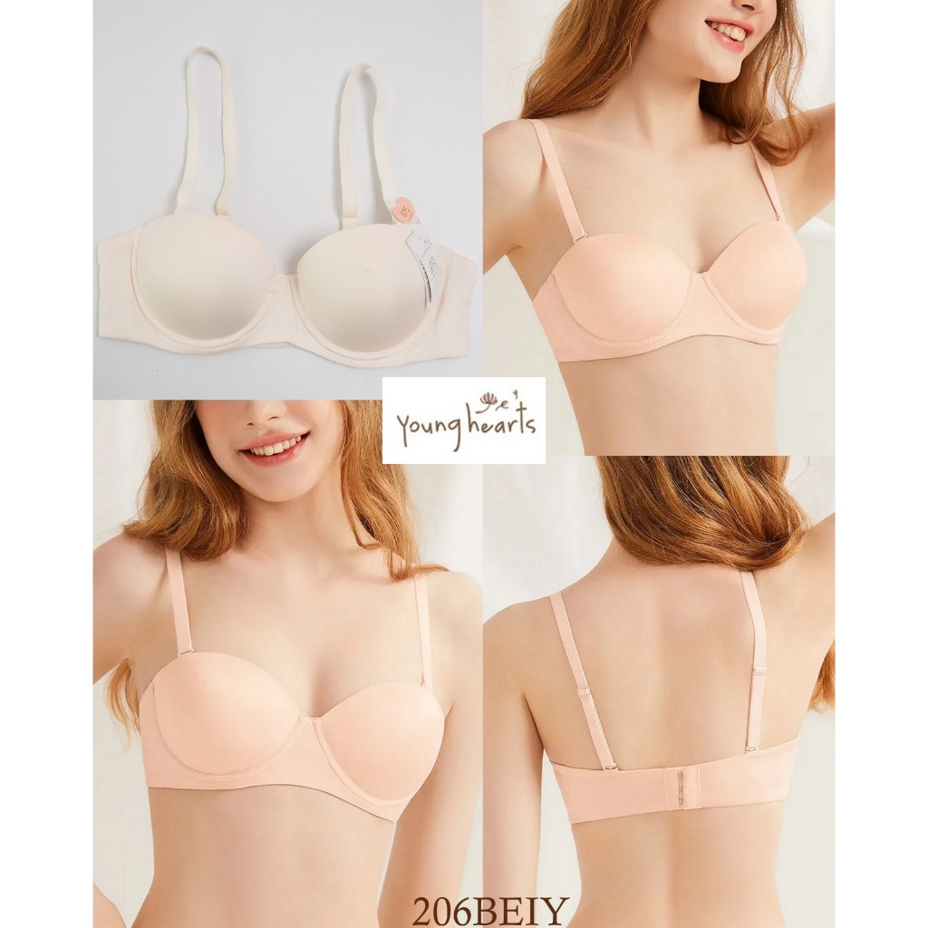 Bra Wanita Kawat Push Up YOUNG HEARTS Half Cup Motif Polos 32B 34A 34B Pakaian Dalam Underwear Dalam