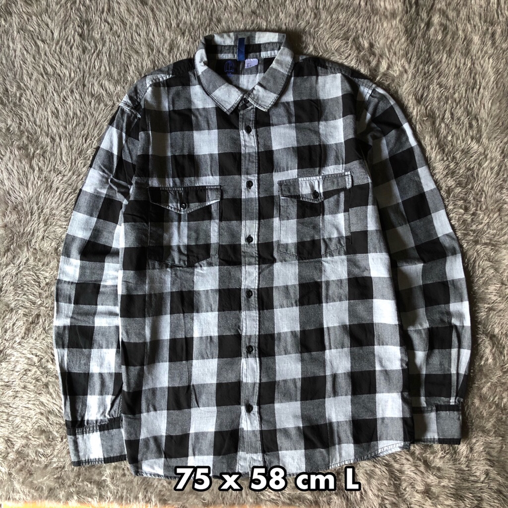 HnM kemeja flannel double pocket
