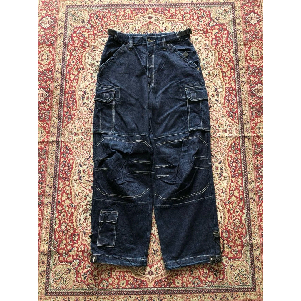 Celana Heavy duty dio denim cargo pants Vintage denim cargo pants HG645