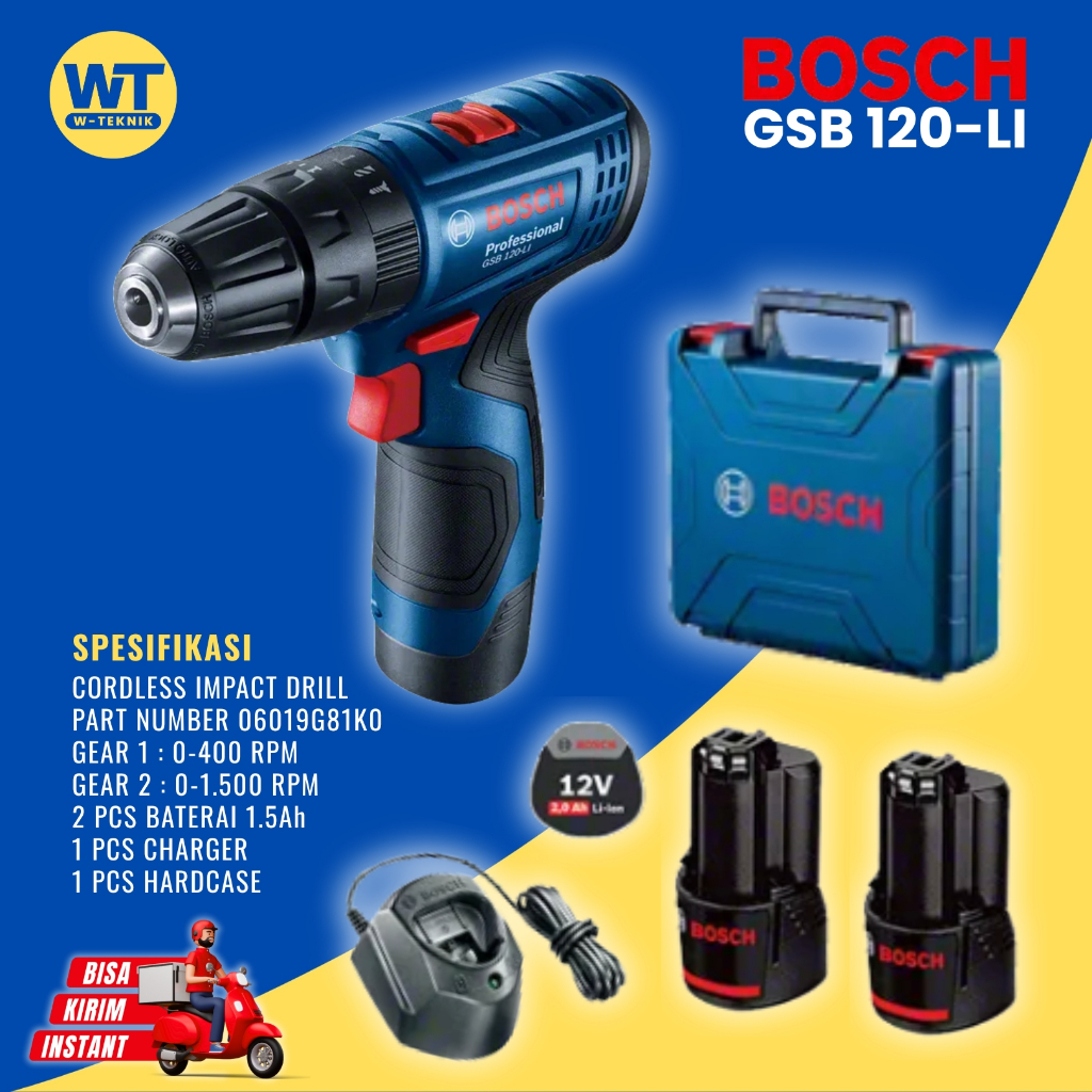 Mesin Bor Baterai Cordless Bosch GSB 120 LI