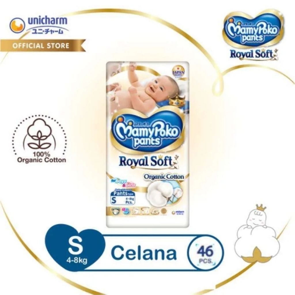 Mamypoko Pants Royal Soft S46 S38 popok celana bayi