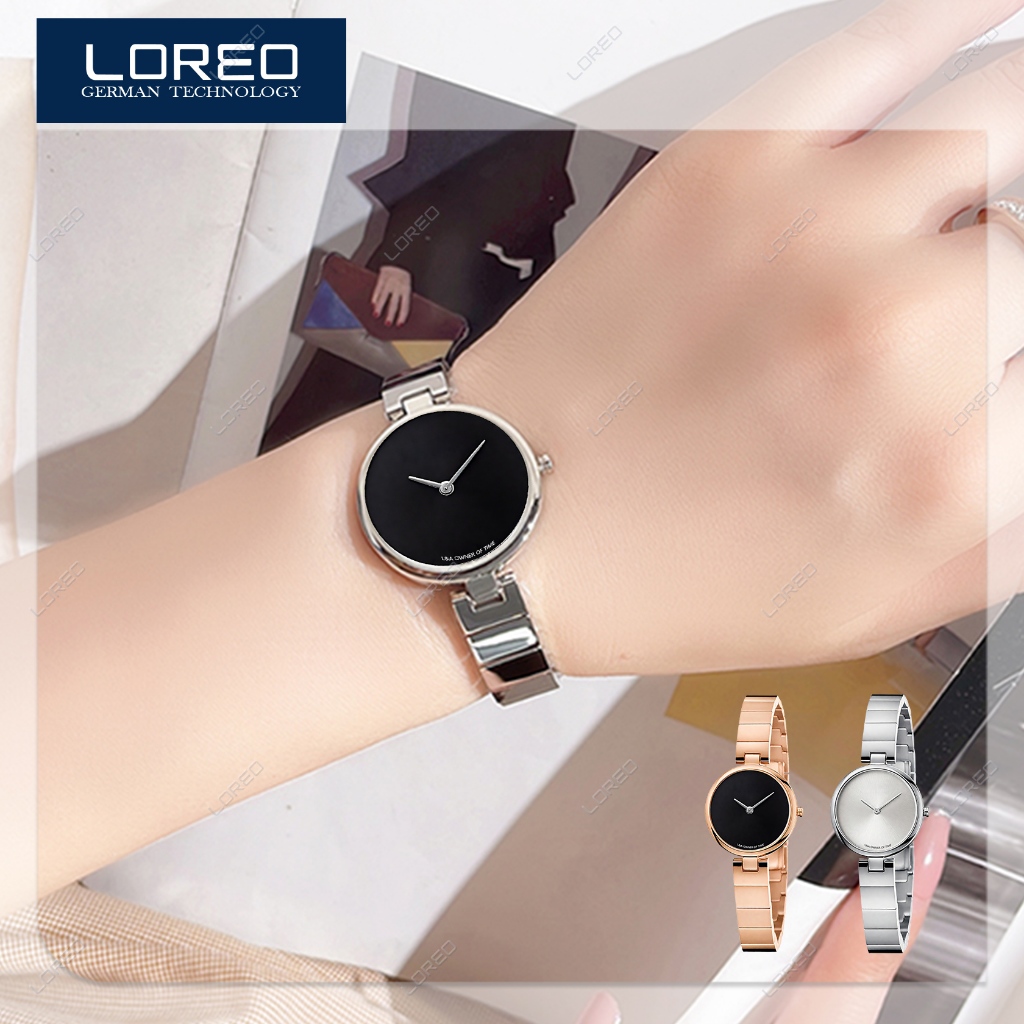 Loreo Jam Tangan Wanita Mewah Simple Stainless Steel Analog Quartz Watch