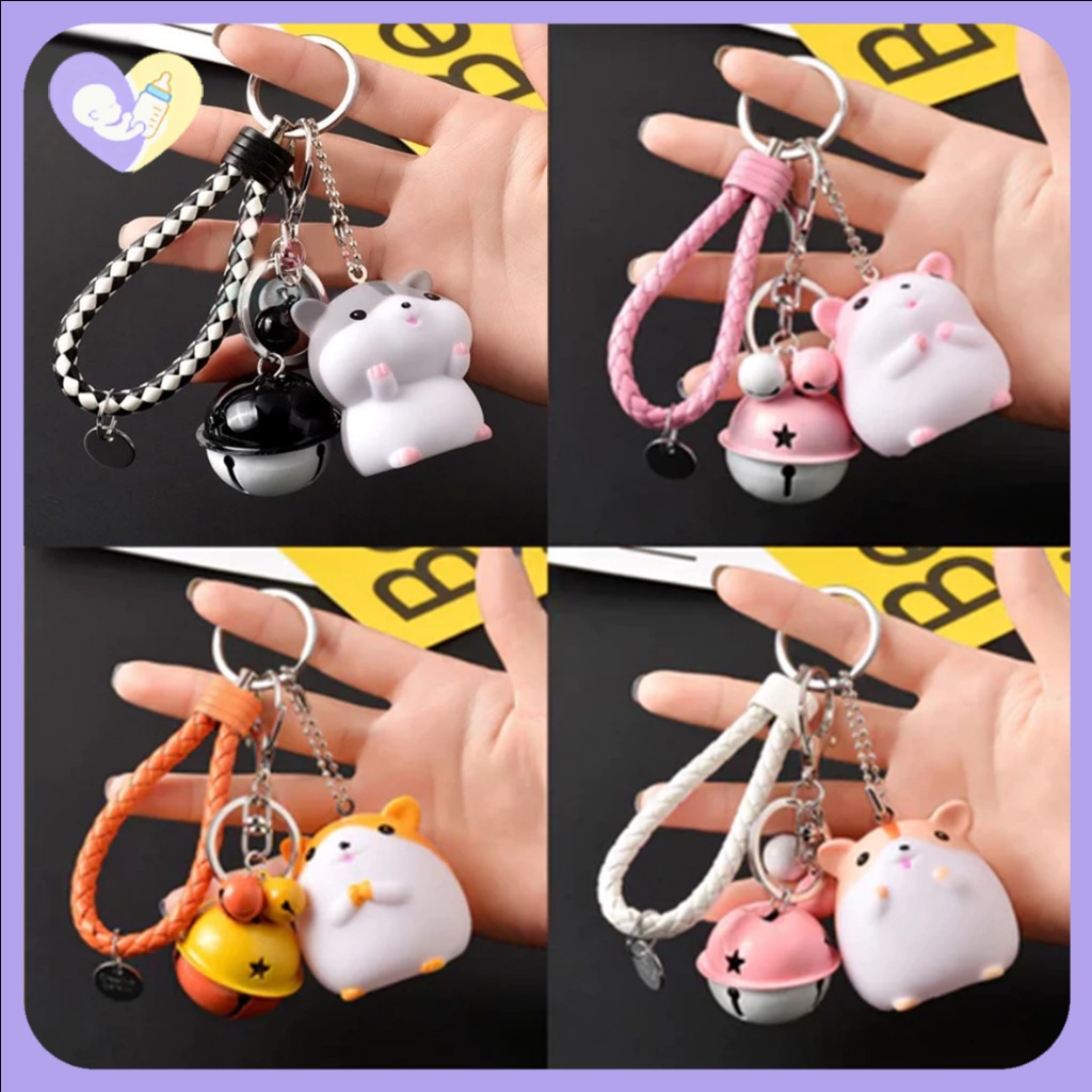 Gantungan Kunci Hamster Lucu Chubby Keychain Motor Mobil Tas Cute Dengan Lanyard Dan Lonceng