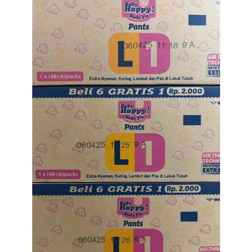 Baby happy Kartonan Kemasan Renceng S 64 /M 56 /L56 popok celana bayi sekali pakai