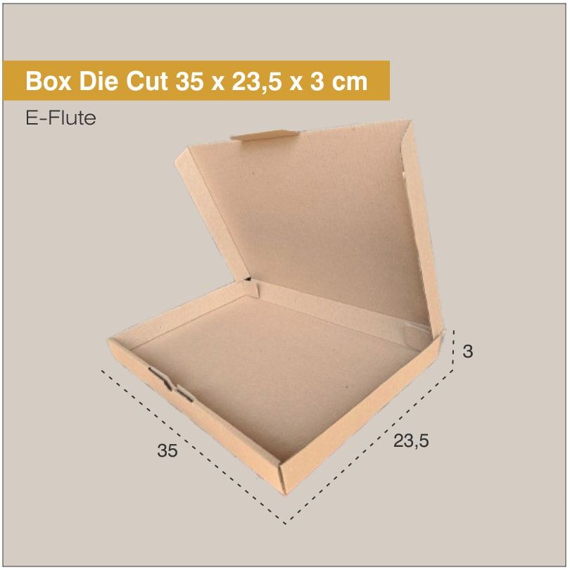 Box Die Cut E Flute 35 x 23,5 x 3 cm / Boks / Kardus Serba Guna / Pizza / Buku / Baju