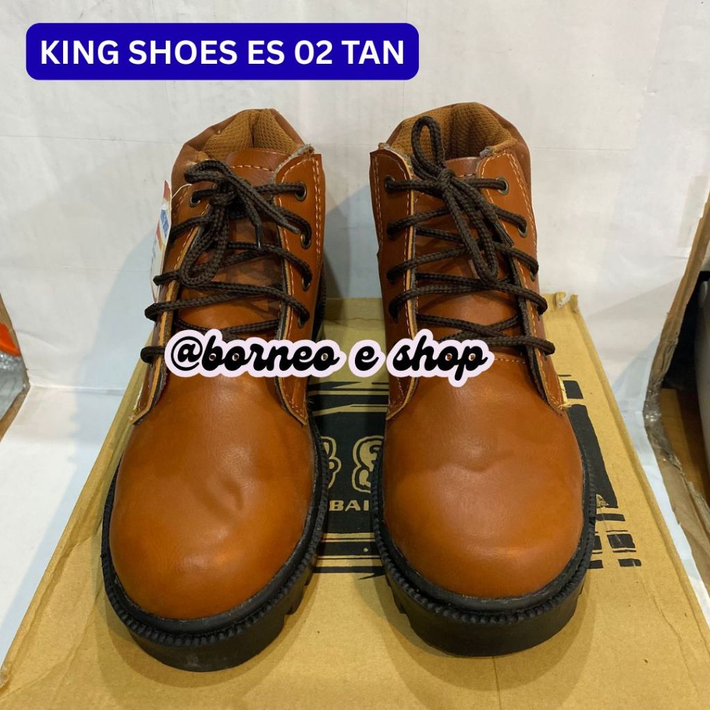 [BISA COD ]  KING SHOES ES 02 TAN Sepatu Safety Pria Original Sepatu Safety Ujung Besi Safty Boots B