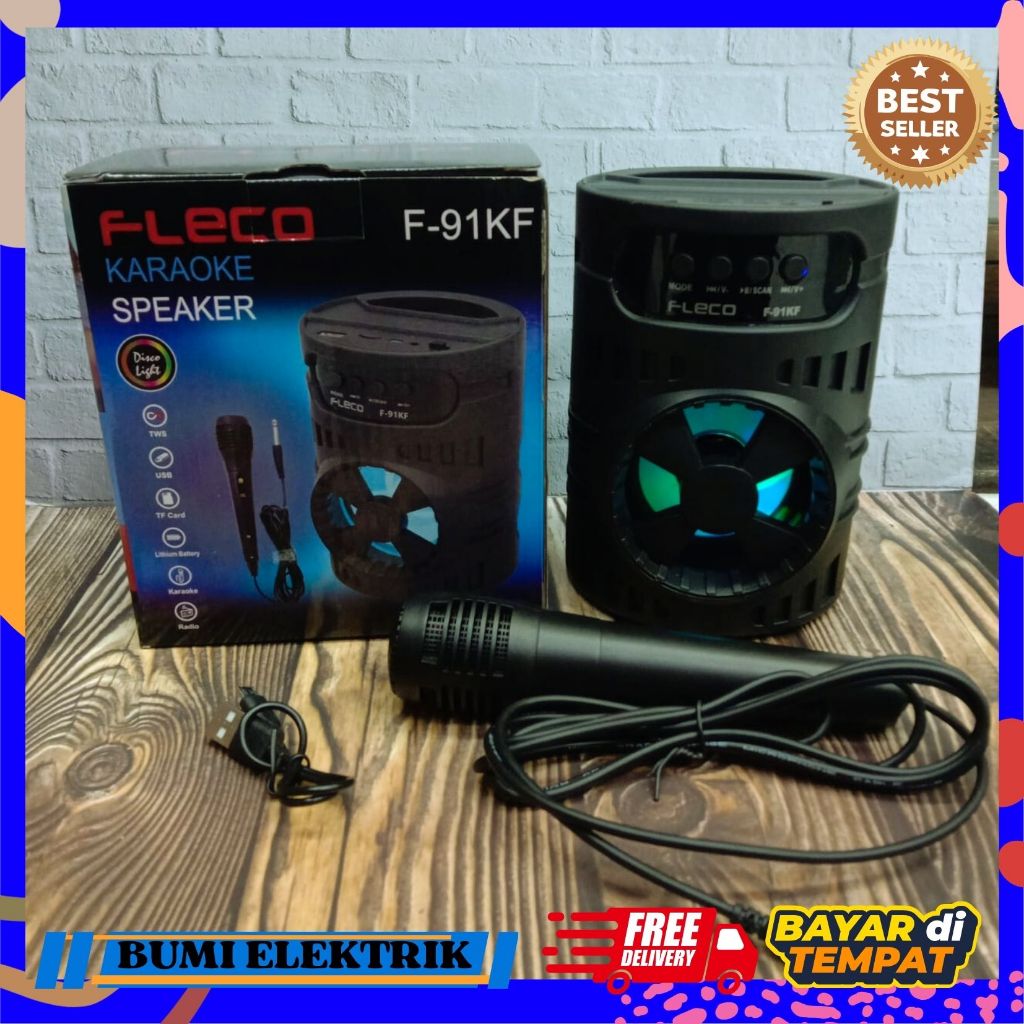 FLECO F91KF Bluetooth Karaoke Speaker Murah / Speaker Bluetooth Fleco Karaoke  + Mic / Speaker Karao
