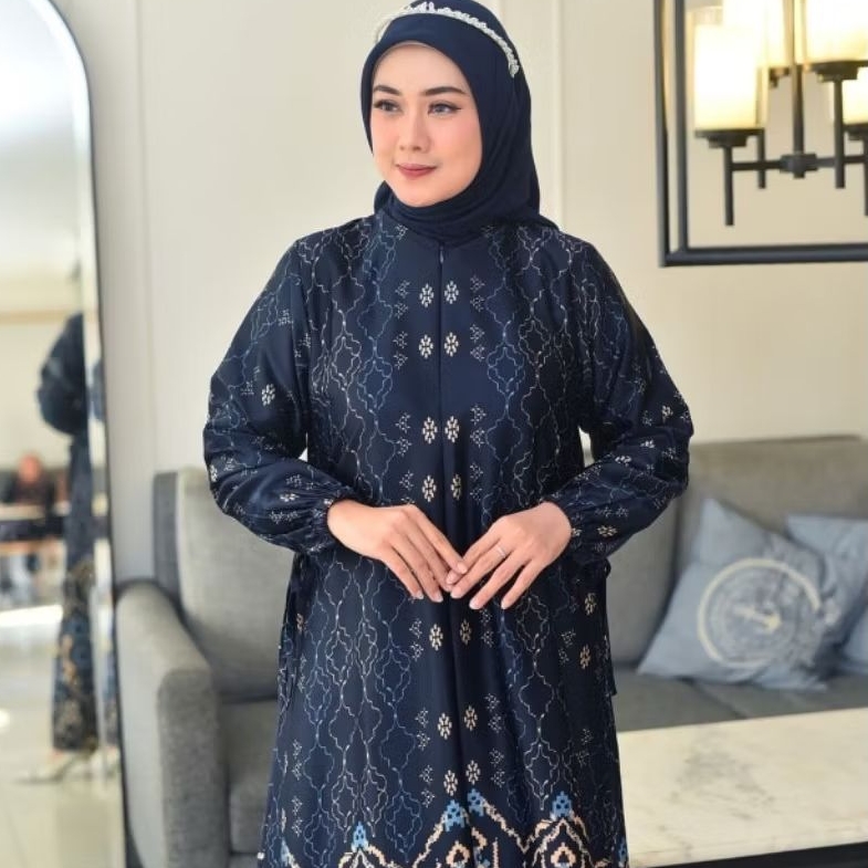 Gamis Silk Premium Dress Motif Terbaru Hitam/Burgundy/Hijau/Gold