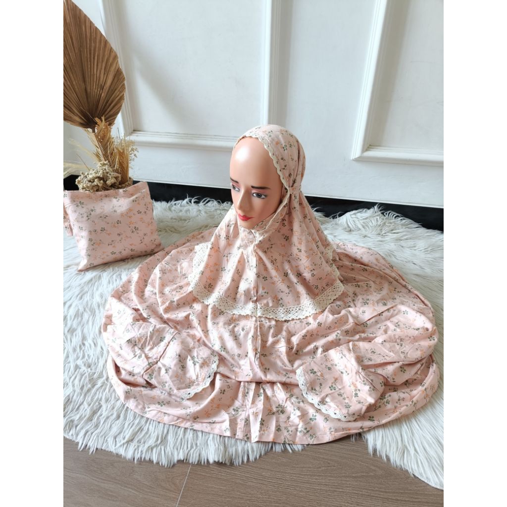 Mukena Rayon Printing Amarilis Renda | Mukena Terusan