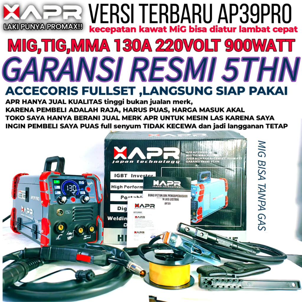 Raja mesin las APR AP39 PRO MIG TIG MMA ARC 130A 900WATT
