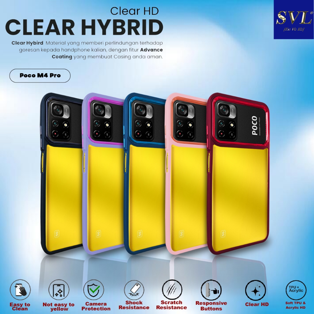 Case Poco M4 Pro Hybrid Chrome Transparant Clear Anti Shock Casing