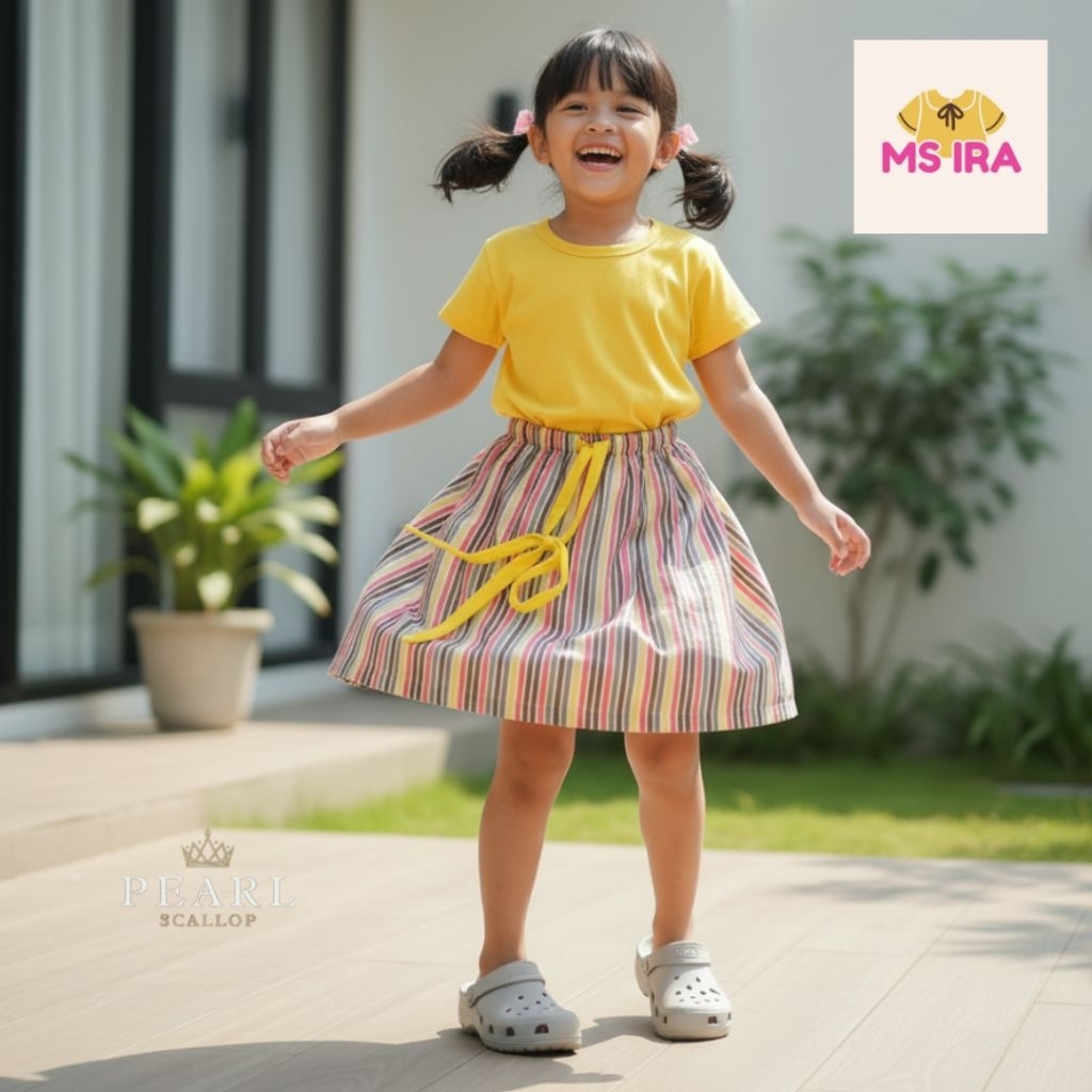 Rok Motif Pelangi Anak Lucu