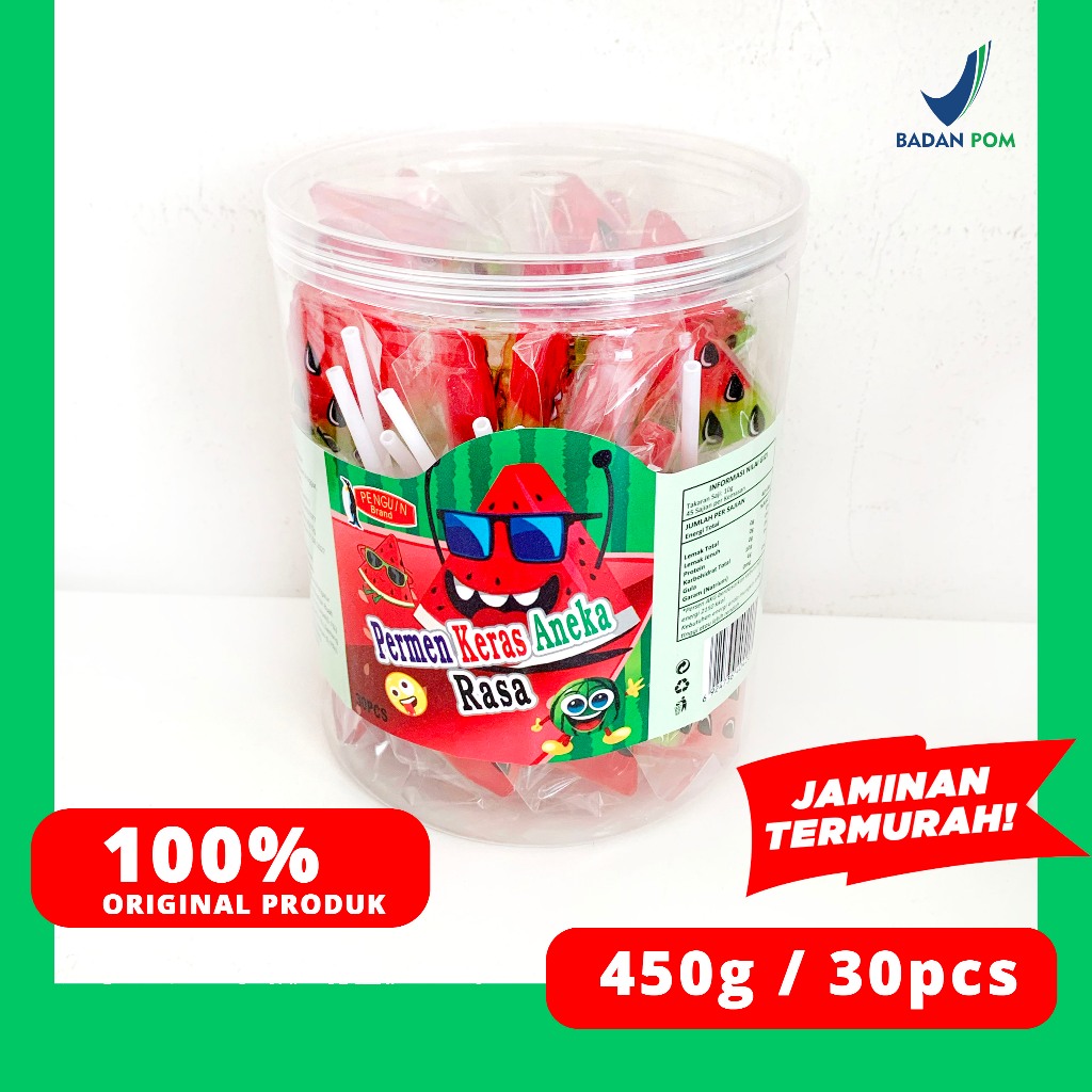PERMEN KERAS LOLIPOP BENTUK BUAH |  LOLLIPOP 450g - Penguin Brand