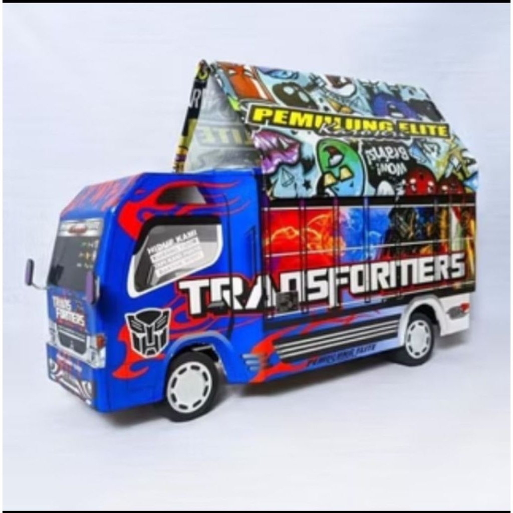 Miniatur Truk Oleng Ful Kayu Free Terpal, Miniatur Truk Oleng Ful Lampu, Miniatur Truk Remot Control