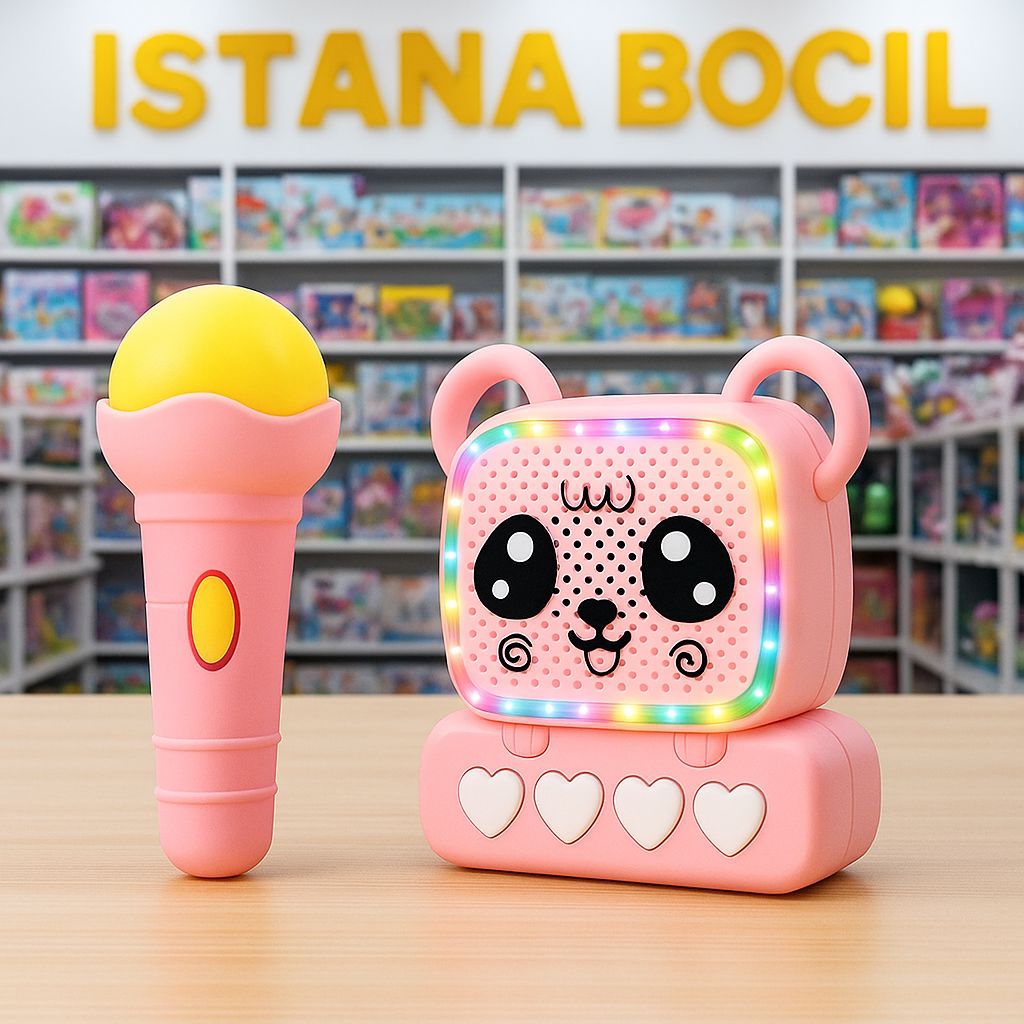 Mainan Anak Mikrofon Karaoke + Speaker Musik Alat Musik Anak Laki-Laki & Perempuan