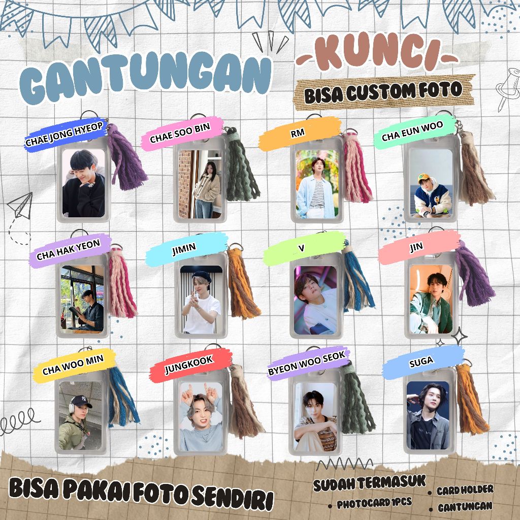 (BISA CUSTOM) GANTUNGAN KUNCI MACRAME KPOP | JIMIN I JIN I JK I RM I JIN I SUGA I V I BYEON WOO SEOK