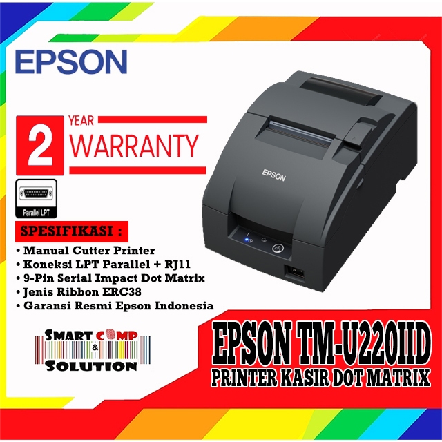 Printer Kasir Dotmatrix Epson TMU-220D / TMU 220D / TM-U220 / TMU220IID Manual cutter Serial RS232
