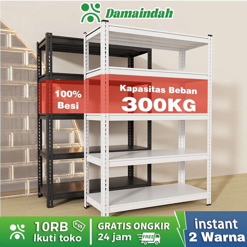 (100% BESI)Damaindah Rak Besi Siku 5/6 Susun Rak Susun Serbaguna Rak Gudang Rak Besi Susan 100% Rak 
