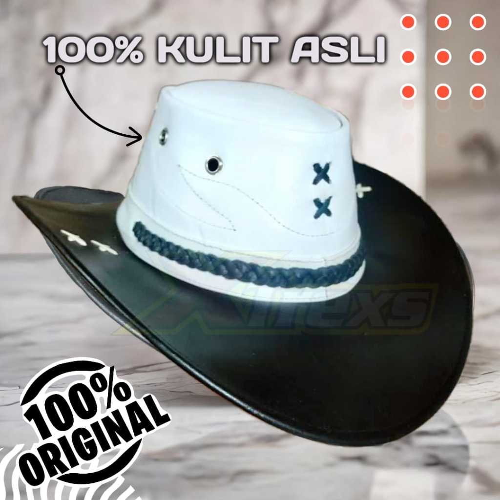 AENY Topi Koboy Pria Kulit Asli