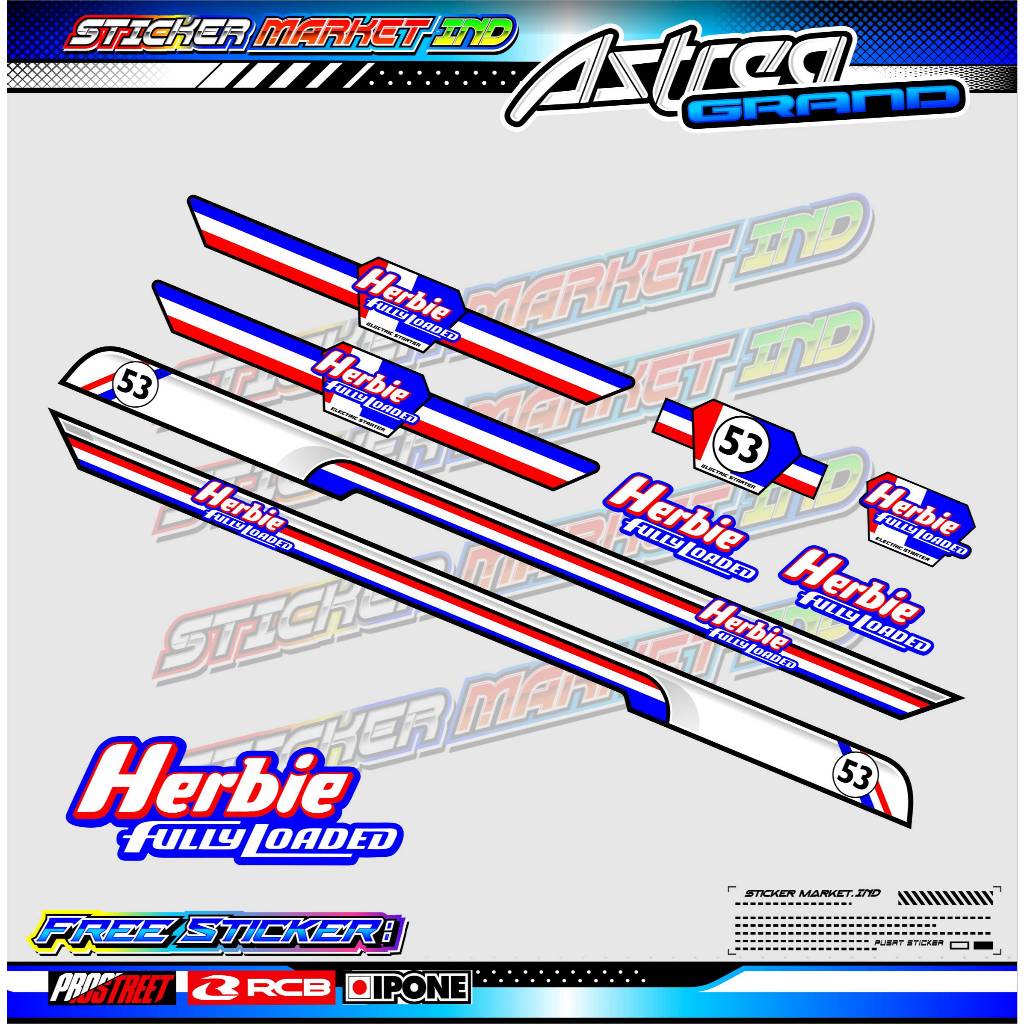 STRIPING VARIASI HONDA ASTREA GRAND - HERBIE EDITION / STICKER LIST VARIASI MOTOR ASTREA GRAND