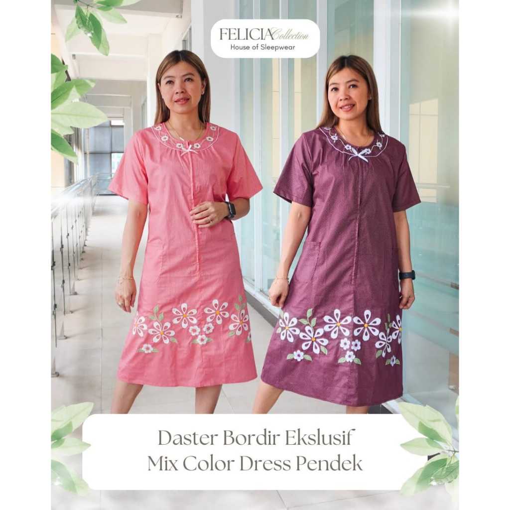 Daster Bordir Motif Polkadot Bahan Katun Jepang Premium Khas Malang [ Baju Tidur Busui Dress Wanita