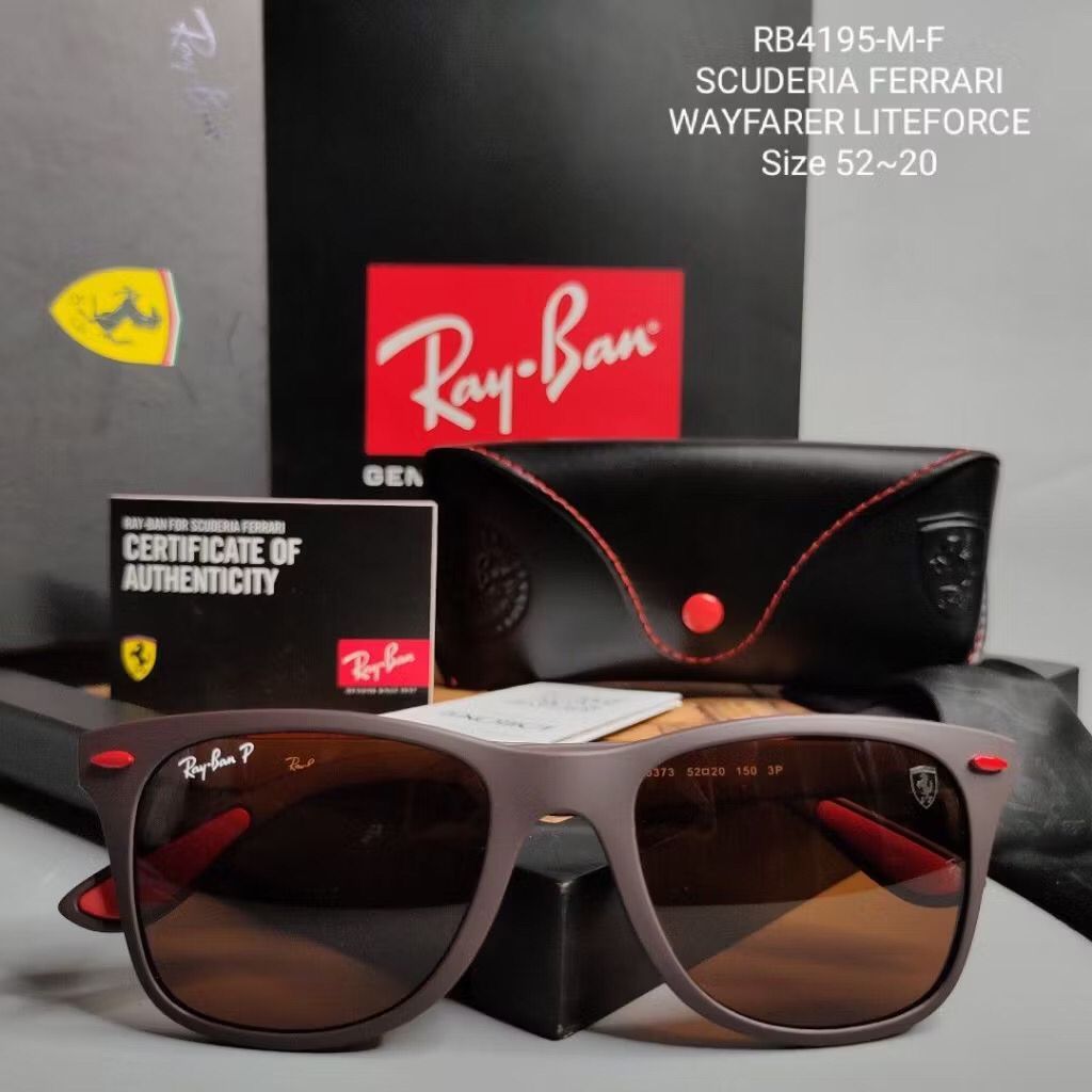 KACAMATA RAYBAN FERRARI LITEFORCE RB4195 F603/73 BROWN DOFF POLARIZED ORIGINAL