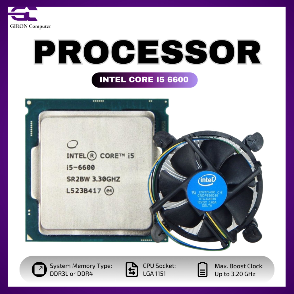 PROCESSOR INTEL CORE I5 6600 + FAN