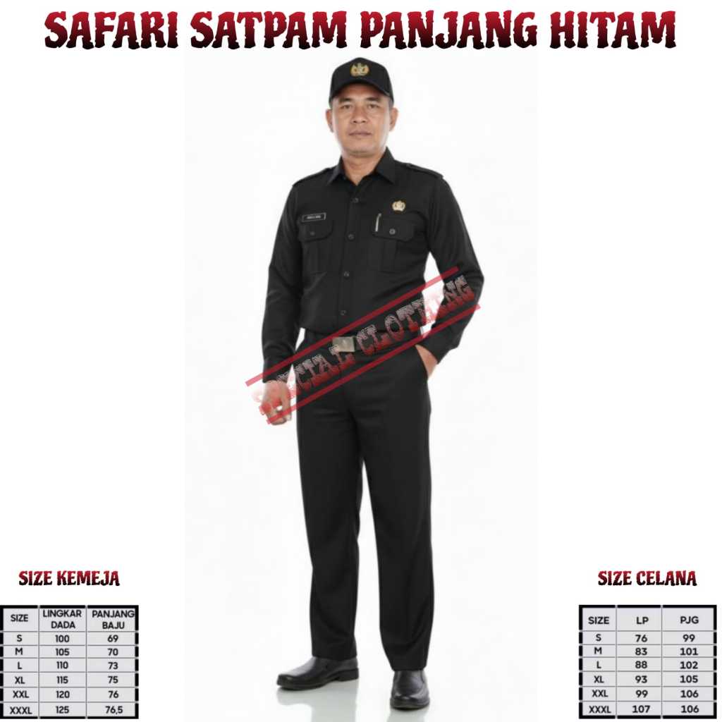 Seragam safari Baju safari Setelan safari security safari satpam Safari Lengan pendek Lengan panjang
