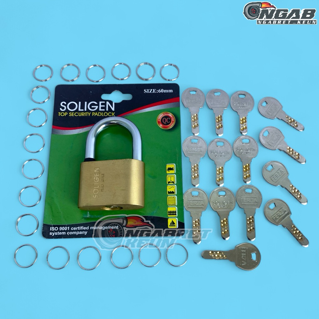 10 15 20 25 30 35 40 45 50 KUNCI GEMBOK 60MM SOLIGEN PER COMPUTER KUNINGAN LEHER PENDEK