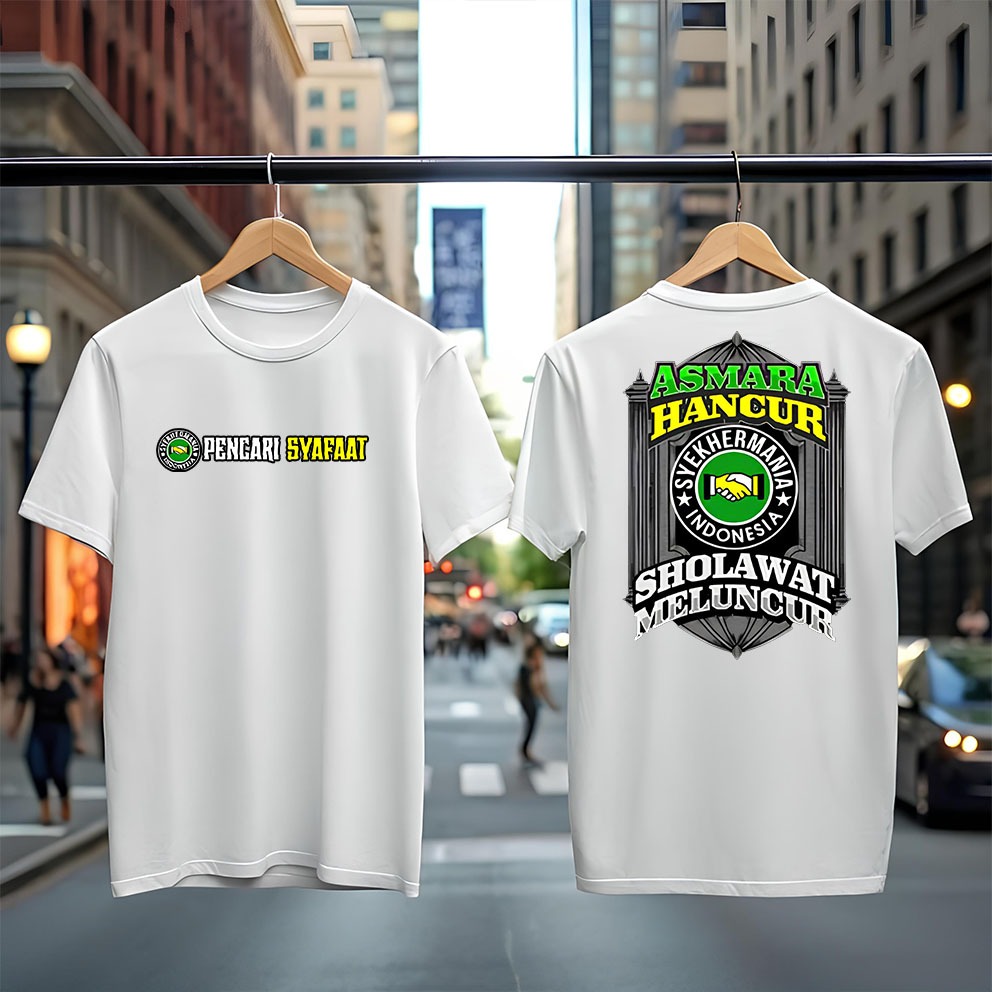 Kaos Pria Motif Asmara Sholawat Lengan Pendek