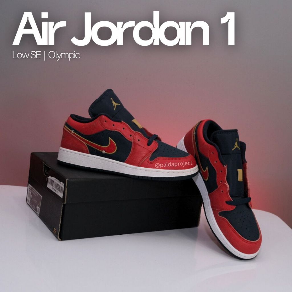 Sepatu Sneakers Anak Air Jordan 1 Low SE Olympic 100% Authentic
