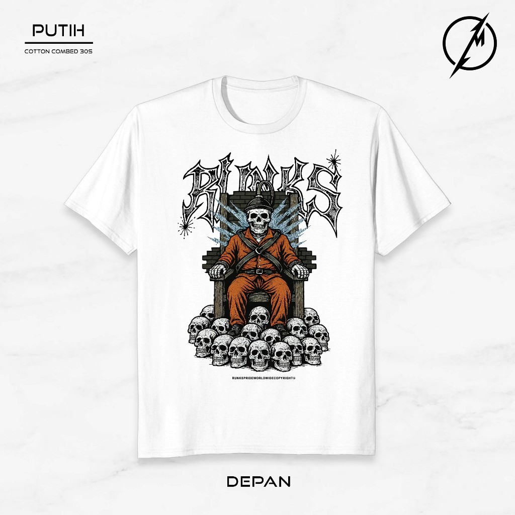 Runks Pride T-Shirt Reguler Cotton Combed 30s Skulend White