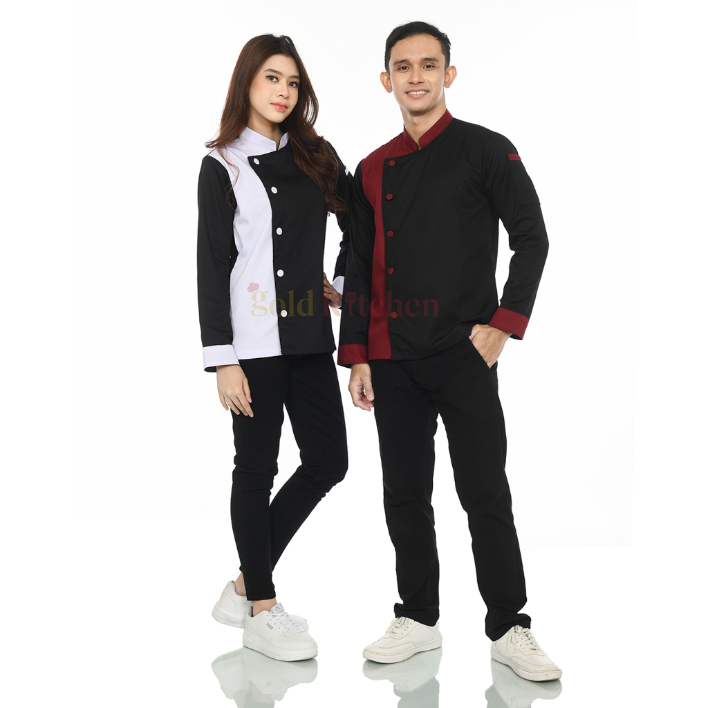 Baju Chef Baju koki Chef Jacket Lengan Panjang Pria Wanita Model Korean KK