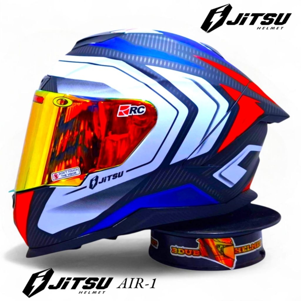 Helm jitsu air 1 Carbon tech dof paket ganteng spoiler 3D