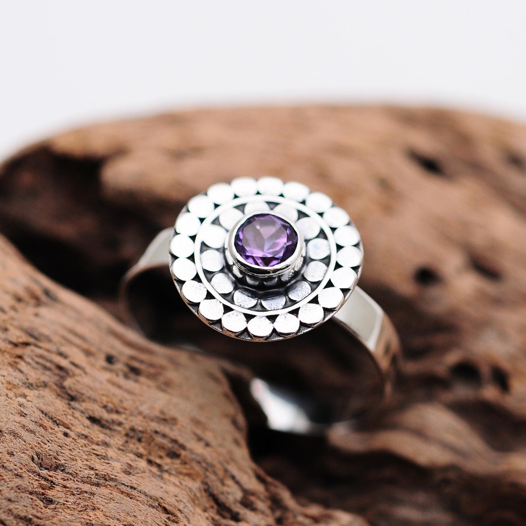 Cincin Jawan Keplak Kecubung- Perak Asli 925 Bali