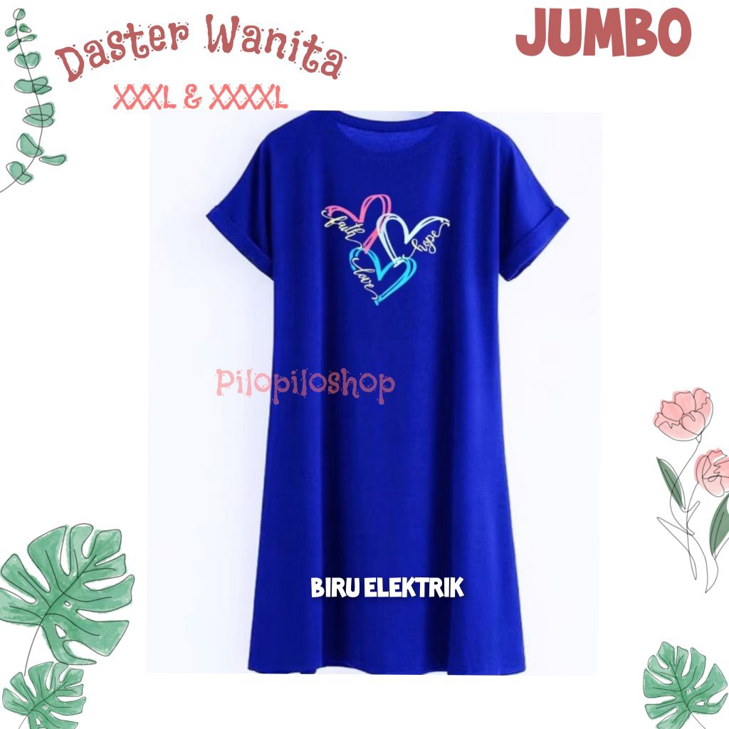 Baju Daster Kaos Jumbo XXXL XXXXL Ld 130 Ld 140 Baju Santai Wanita Big Size Terusan Dress Hamil Bumi