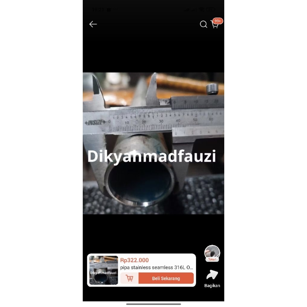 pipa stainless seamless OD 32mm tebal 2.5mmx60cm