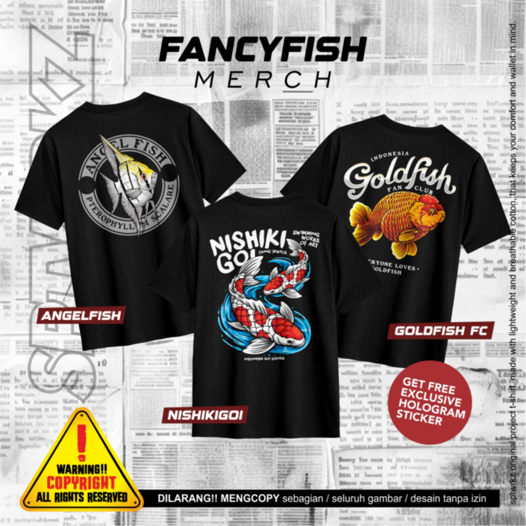 Kaos Ikan Hias, Kaos Koi, Kaos Ikan Koki, Goldfish Lover T-shirt, Koi T-shirt