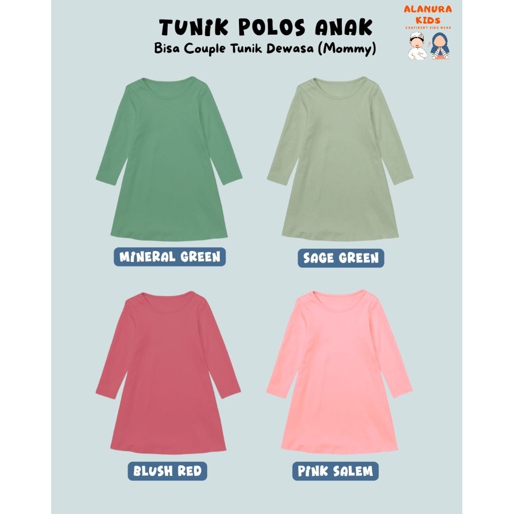 PART 1 Tunik Kaos Polos Anak Perempuan Adem Nyaman Alanura Kids
