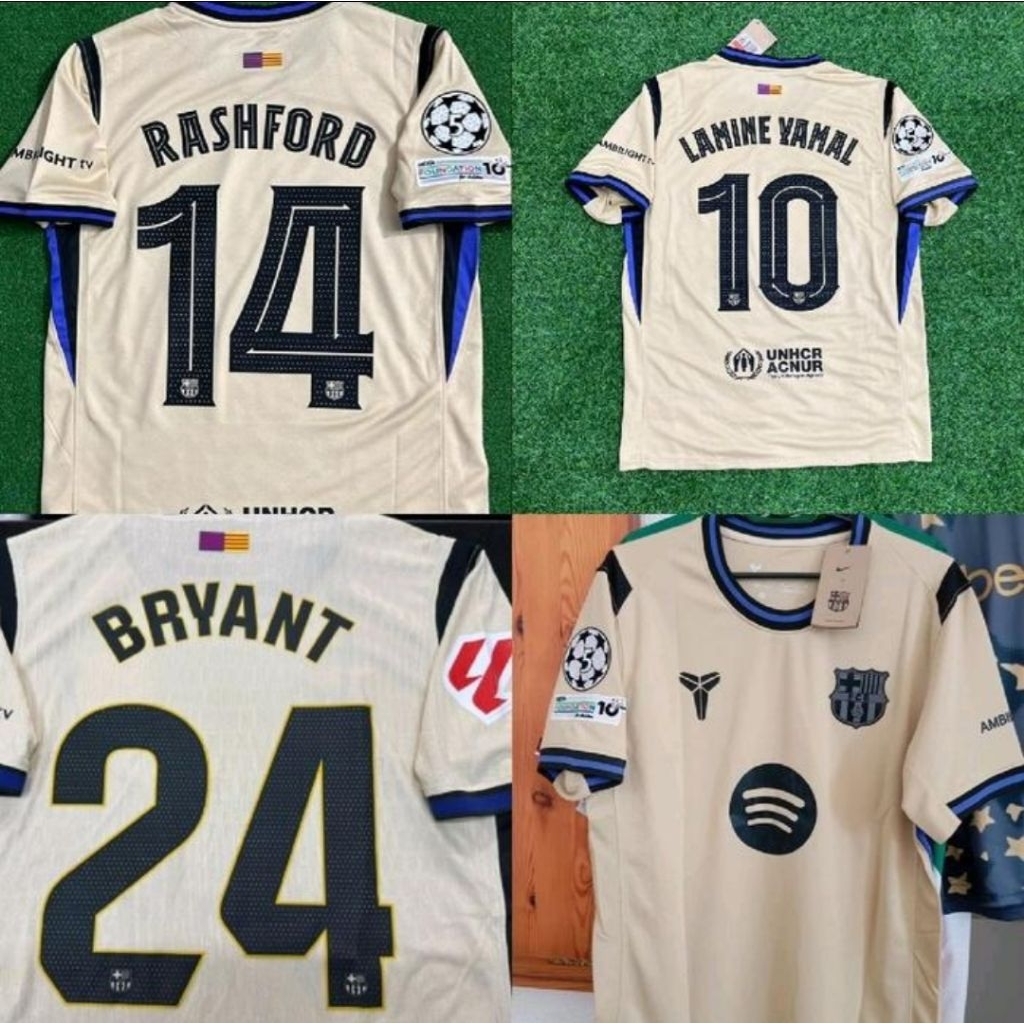 Jersey Kaos Baju Sepak Bola Barca Barce Barka Barcelona Home Away 3rd Third Abu Krem Coklat Special 