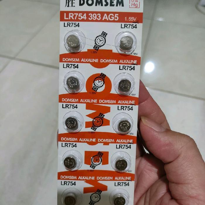 Per 10 Pcs Baterai Domsem LR754 393 AG5 / Batere Jam Domsem LR754 393 AG5