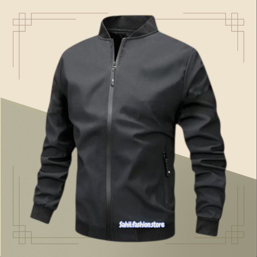 Jaket Jacket Bomber Casual Polos Simple Formal Dines Polyester Tazlan unisex pria wanita Uniqlo