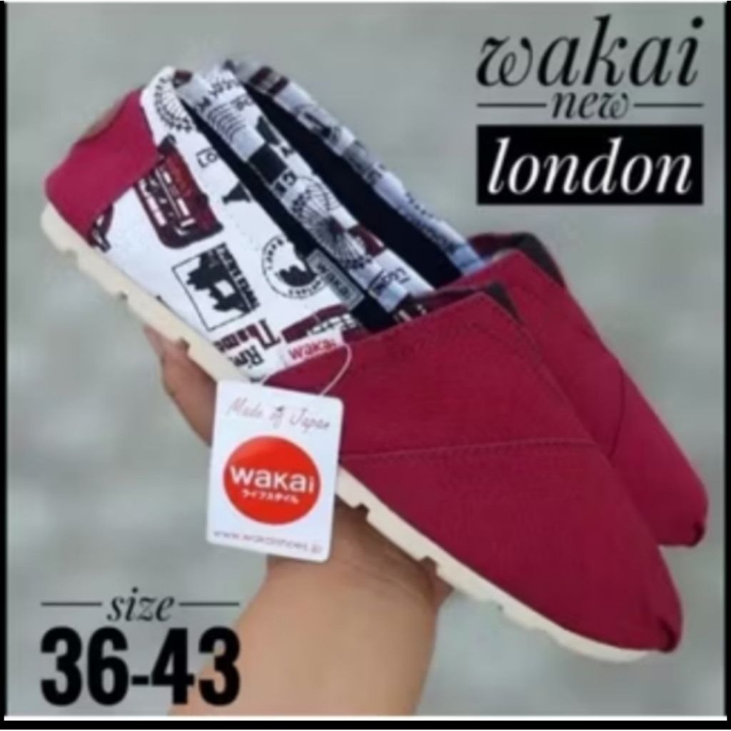 Sepatu Wakai Pria Wanita Shoes Motif Gread Original/Sepatu Slip On Pria Wanita Termurah